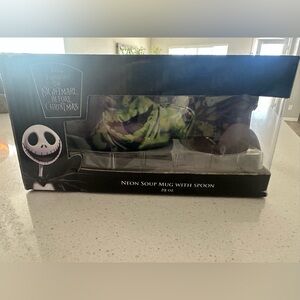 Disney The Nightmare Before Christmas Green & Black Soup Mug with Spoon New
